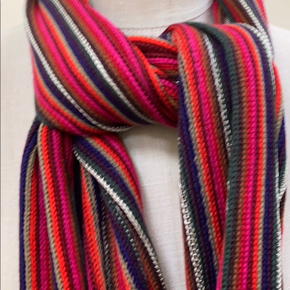 Coldwater Creek rayon blend multi color striped fringe scarf - Picture 4 of 5